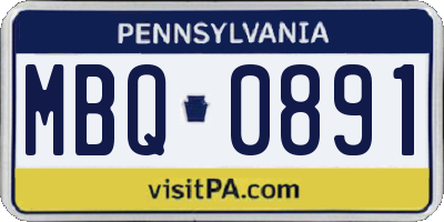 PA license plate MBQ0891