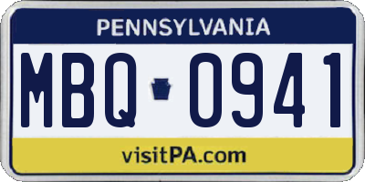 PA license plate MBQ0941