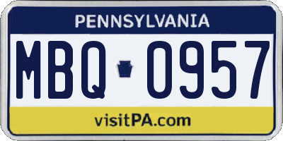 PA license plate MBQ0957