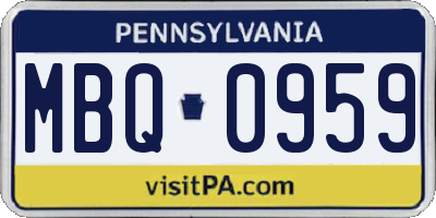 PA license plate MBQ0959