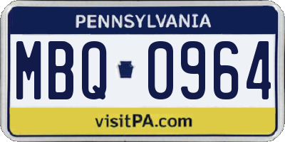 PA license plate MBQ0964
