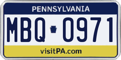 PA license plate MBQ0971