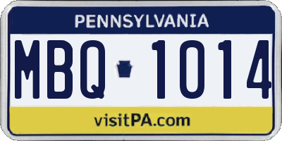 PA license plate MBQ1014