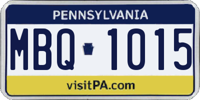 PA license plate MBQ1015