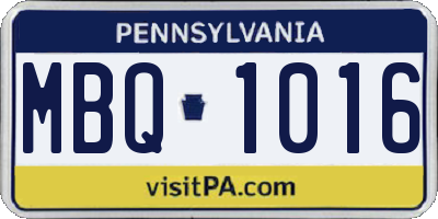 PA license plate MBQ1016