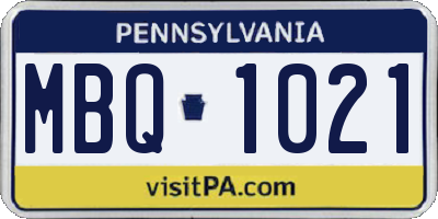 PA license plate MBQ1021