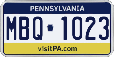 PA license plate MBQ1023