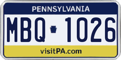 PA license plate MBQ1026