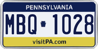 PA license plate MBQ1028