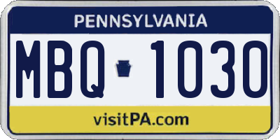 PA license plate MBQ1030