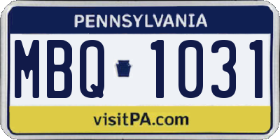 PA license plate MBQ1031