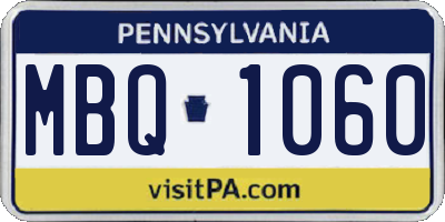 PA license plate MBQ1060