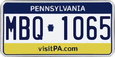 PA license plate MBQ1065