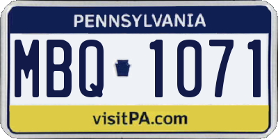PA license plate MBQ1071