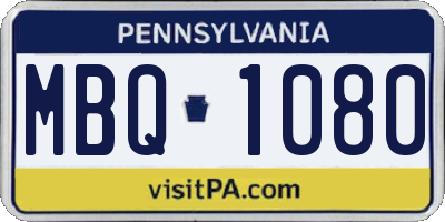 PA license plate MBQ1080