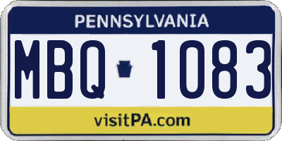 PA license plate MBQ1083