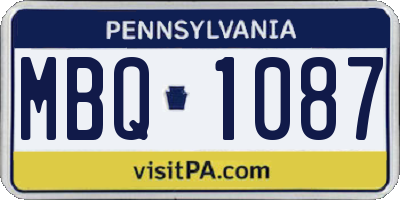 PA license plate MBQ1087