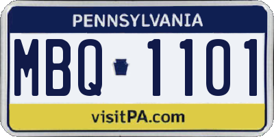 PA license plate MBQ1101