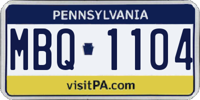 PA license plate MBQ1104