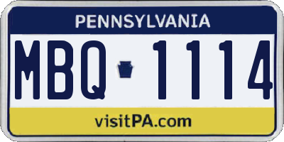 PA license plate MBQ1114