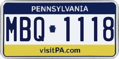 PA license plate MBQ1118