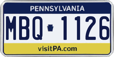 PA license plate MBQ1126