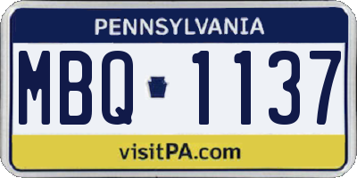 PA license plate MBQ1137