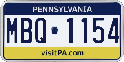 PA license plate MBQ1154