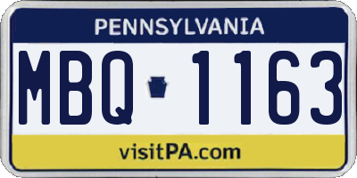 PA license plate MBQ1163