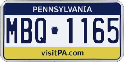 PA license plate MBQ1165