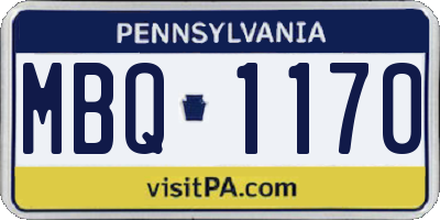 PA license plate MBQ1170