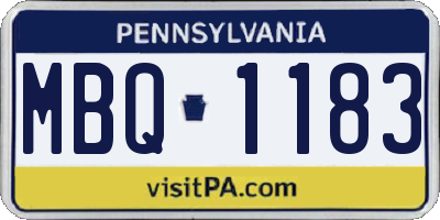 PA license plate MBQ1183