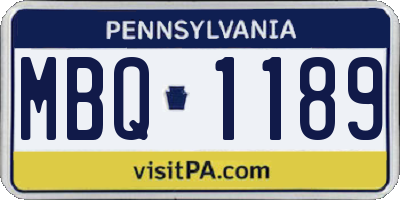 PA license plate MBQ1189