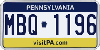 PA license plate MBQ1196