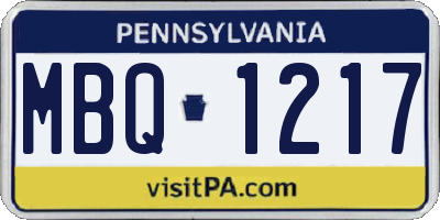 PA license plate MBQ1217
