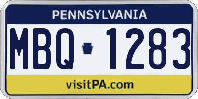 PA license plate MBQ1283
