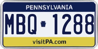 PA license plate MBQ1288