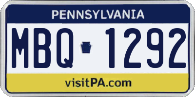 PA license plate MBQ1292