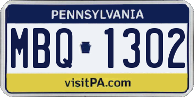 PA license plate MBQ1302