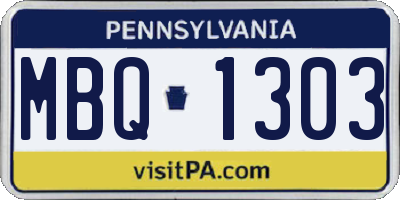 PA license plate MBQ1303