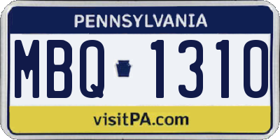 PA license plate MBQ1310