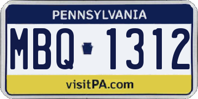 PA license plate MBQ1312