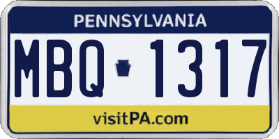 PA license plate MBQ1317