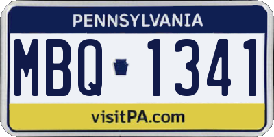 PA license plate MBQ1341