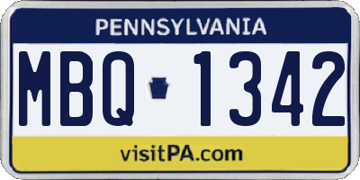PA license plate MBQ1342