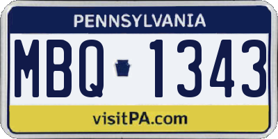 PA license plate MBQ1343