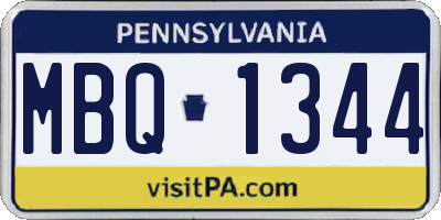 PA license plate MBQ1344