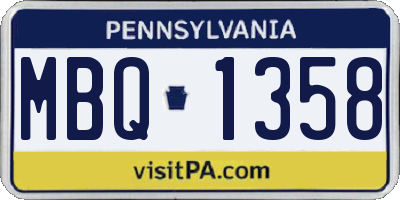 PA license plate MBQ1358
