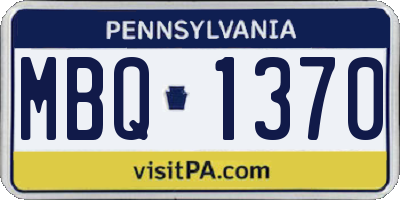 PA license plate MBQ1370