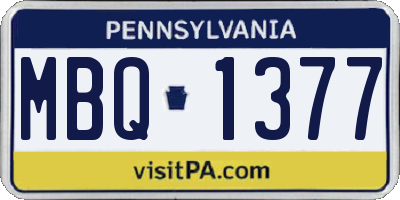PA license plate MBQ1377